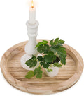 Hanobe Wooden Decortaive Coffee Table Tray, Round Candle Holder Centerpiece