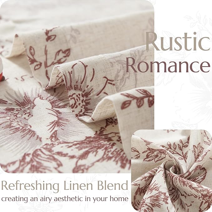 jinchan Linen Blend Curtain Floral Curtains - Image 5