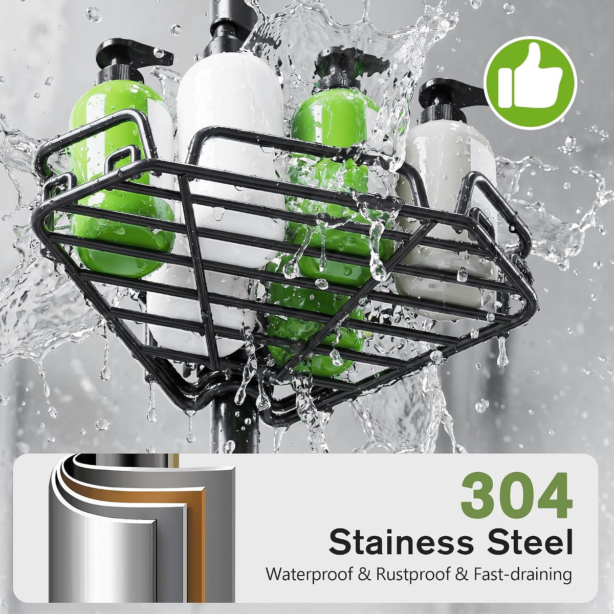 Shower Caddy Tension Pole Shower Organizer Tension Rod with Towel Bar