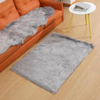 linmopm Faux Fur Rug Sheepskin Shag Fluffy Fuzzy Grey 3x4 ft Rugs - Image 3