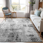 Area Rug 4x6 Grey Rug Washable Boho Rugs Non Slip Low Pile Abstract Small Carpet by OmpaaHomeDecor