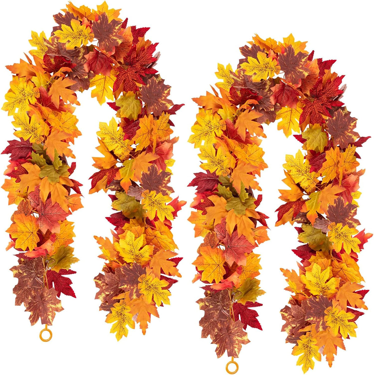 2Pcs Black Maple Leaf Garland Halloween Artificial Fall Leave Vines