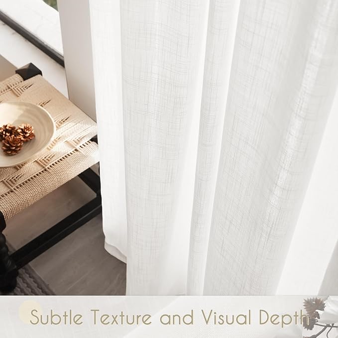 Linen White Curtains 86 inches Long - Image 4