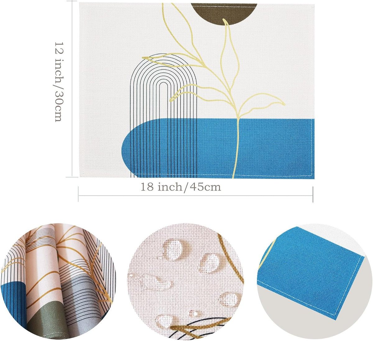Mid Century Modern Table Placemats Set of 8 Decorative Boho Place Mats