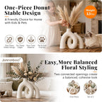 Hug Donut Decorative Ceramic Vase Set for Flower or Home Decor(Cream White)