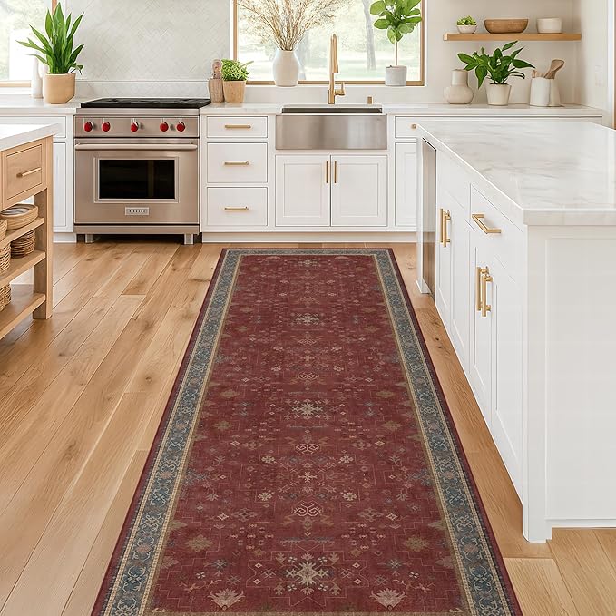 Hazo Haus Non Slip 10ft Long Hallway Runner Rug Burgundy - Image 8