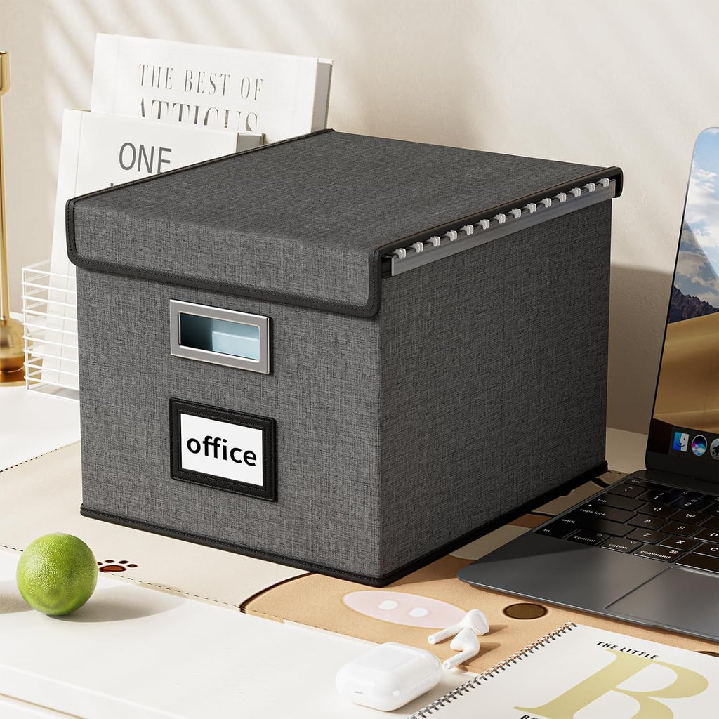 File Organizer Box with Lids, Collapsible File Folder Organizer