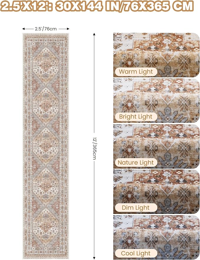 Carpet Runners for Hallway 12ft, Non-Slip Long Bathroom Rugs Runner for Kitchen - Image 2