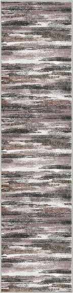 Lansny Modern Abstract Runner Rug 2.6x10, Dark Light Brown White Washable Long - Image 8
