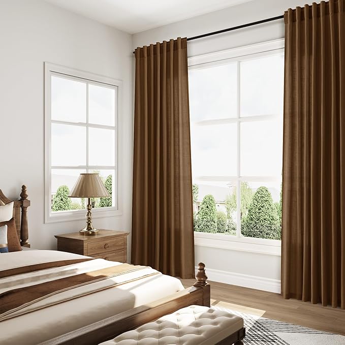 Tobacco Brown Linen Curtains 108 Inches - Image 7
