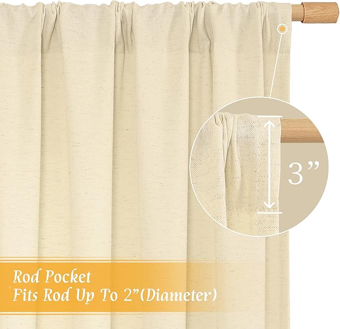 LAMIT Beige Linen Curtains 63 Inch - Image 3