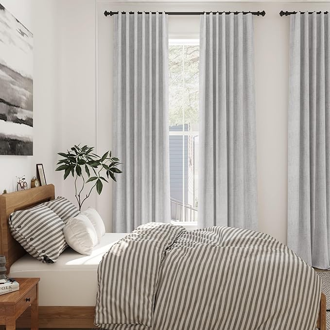 Grey Linen Curtains 90 Inch Length 2 Panels Set - Image 7