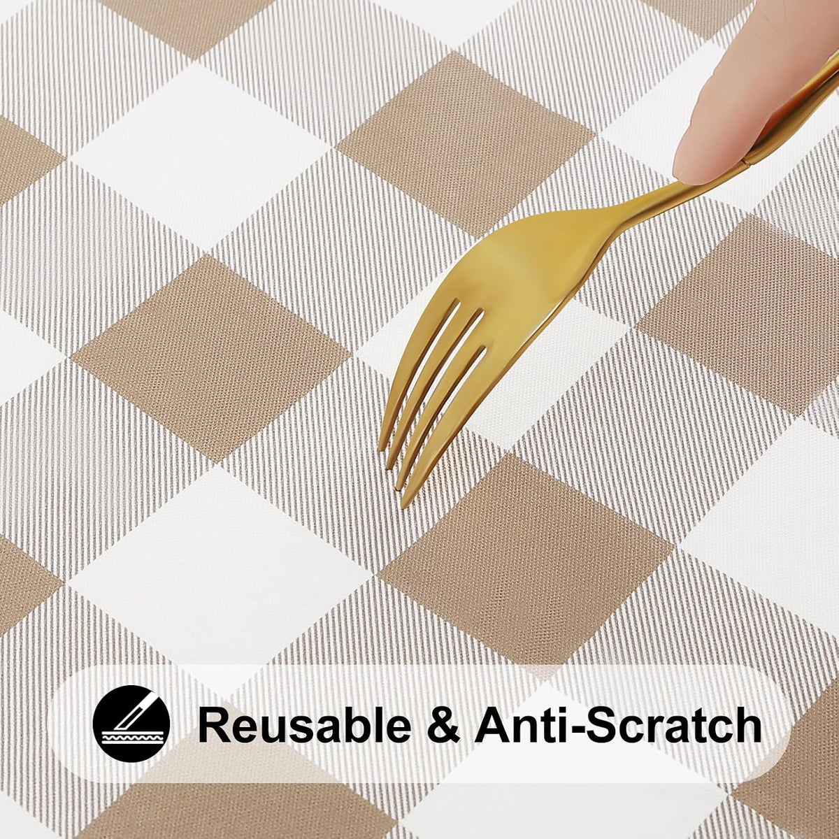 Smiry 57"-68" Picnic Table Cloth, Flannel Backed Vinyl Fitted Tablecloths