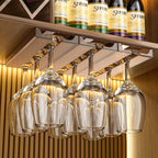 2 Pcs Wine Glass Holder,Stemware Rack Punch-free Hanging Under Cabinet for Bar,Kitchen and Restaurant (Grey)