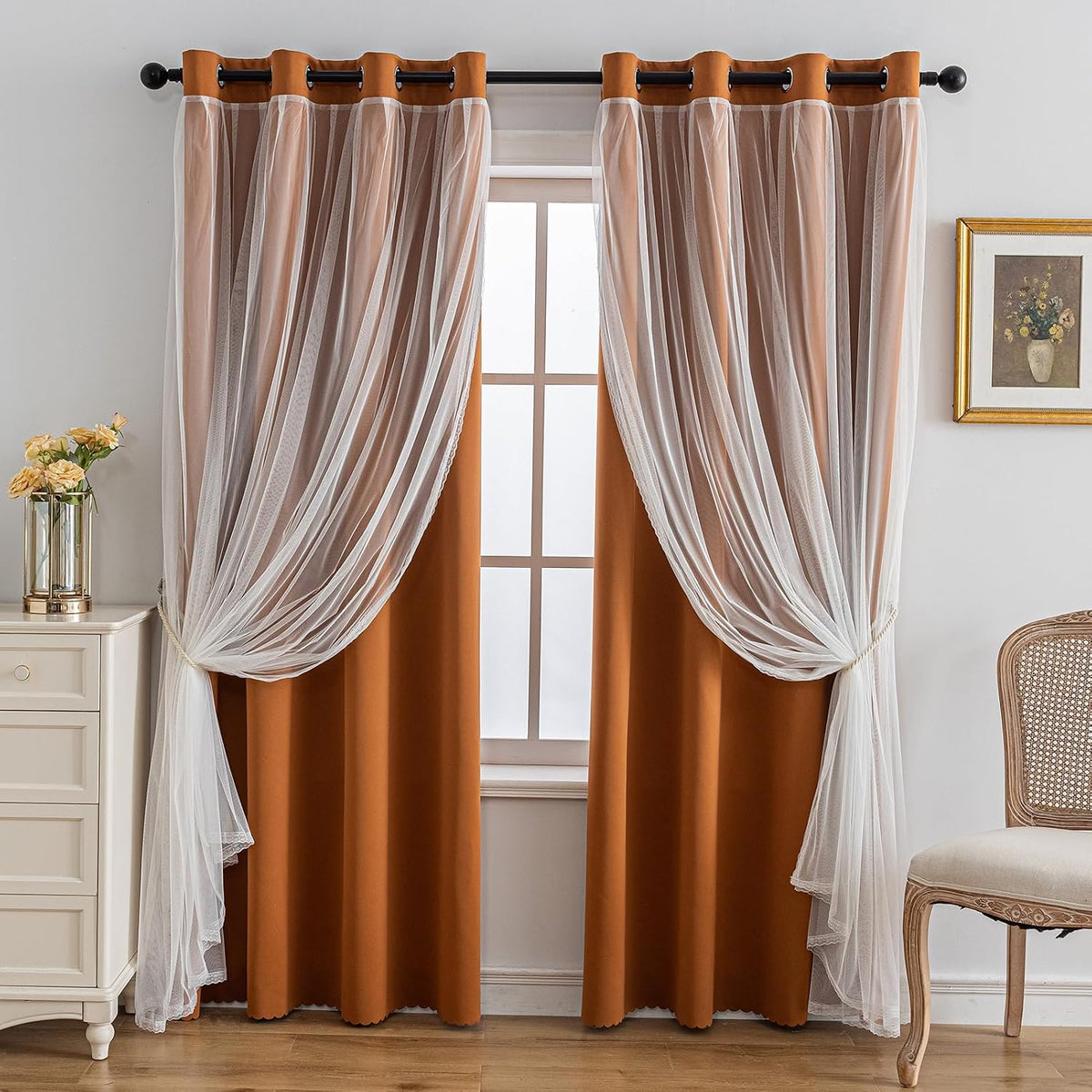 Anytime Double Layer Blackout Curtains 2 Panels，52Wx63L，Grey