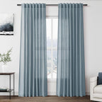 Nanspring Light Blue Linen Curtains 84 Inch Length 2 Panels Set by Nanspring