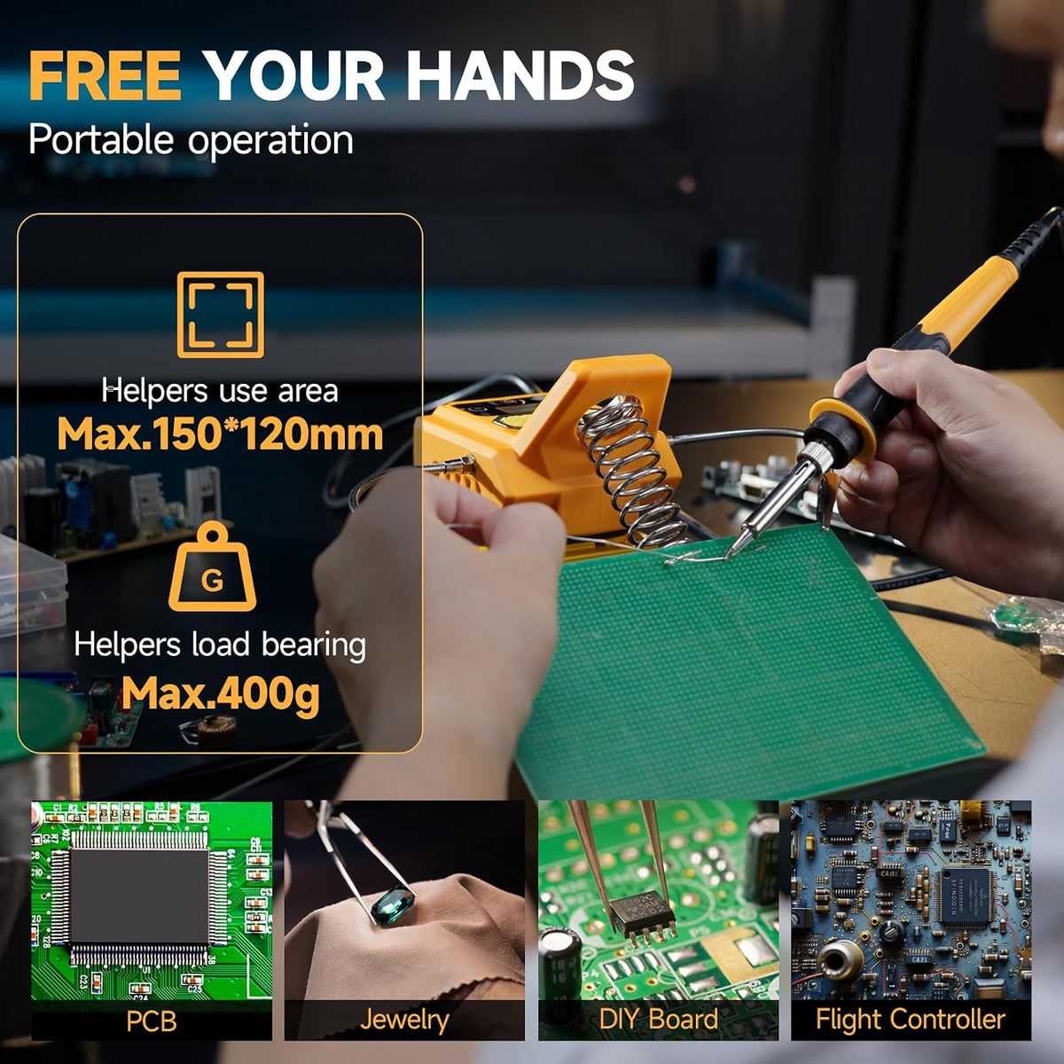 Cordless Soldering Station for Dewalt 20V Max Battery with 2 Helping Hands