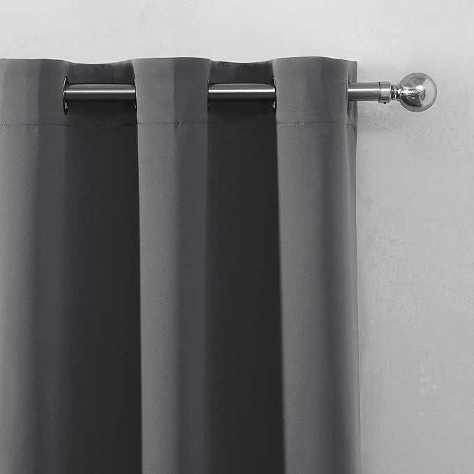 LEMOMO Frost Grey Thermal Blackout Curtains/52 x 54 Inch/Set of 2 Panels Room - Image 7