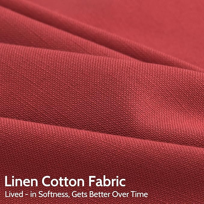 Christmas Red Linen Curtains 63 Inch Length - Image 4