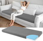 HOMBYS 3 Inch Memory Foam Sofa Topper Pad, 71" L x 27.5" W Inch Couch Topper Cushion with Washable Cover for Sofa, Couch Cover Pad with Non Slip Bottom
