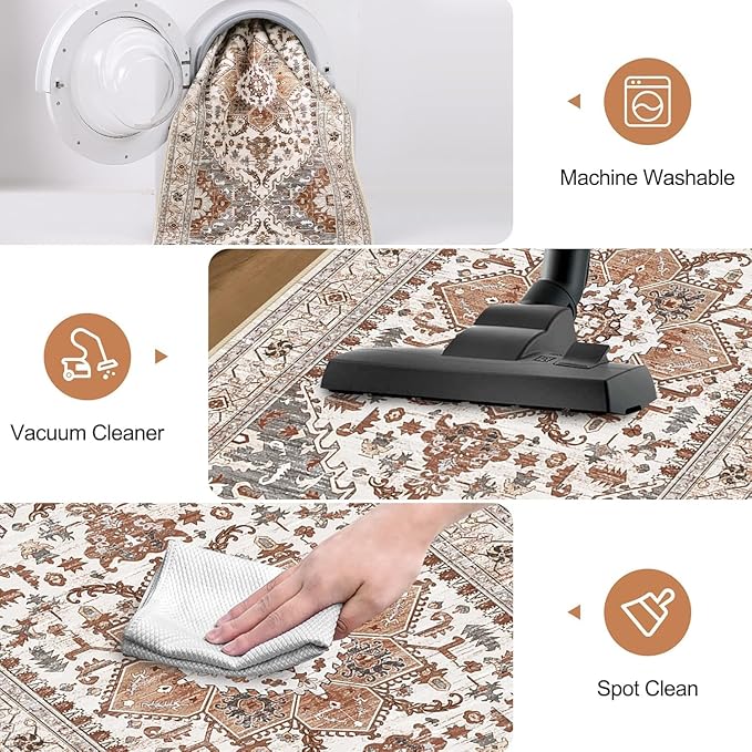 Yamaziot Washable Runner Rug, 2x6 Non-Slip Boho Vintage Hallway Rug Runner - Image 3