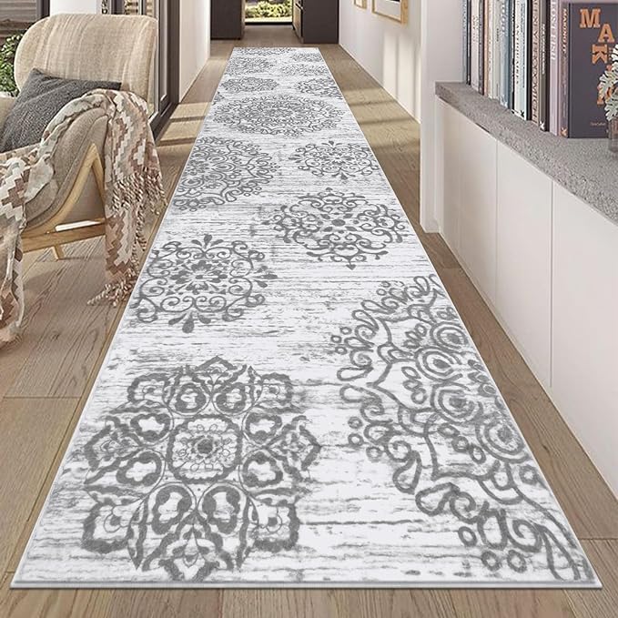 HEBE Hallway Runner Rug 2'8''x14' Washable Vintage Distressed Area Rugs Non by HEBE