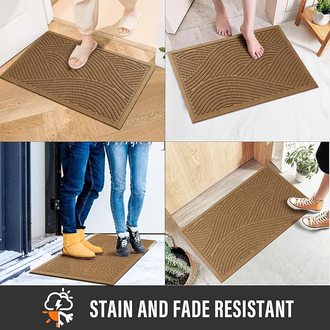 HIYARD Sturdy Front Door Mat, Absorbent Muddy Dirt Resist Welcome Door Mats - Image 3
