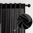 MIULEE Black Linen Curtains 90 Inch Length 2 Panels - Image 2