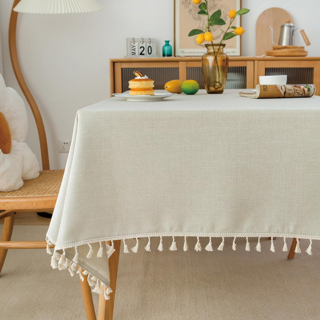 NLMUVW Brown Linen Tablecloth Rectangle, Chocolate Table Cloth Farmhouse Rectangular Table Cover for Kitchen Dining Coffee, 54 x 84 Inch
