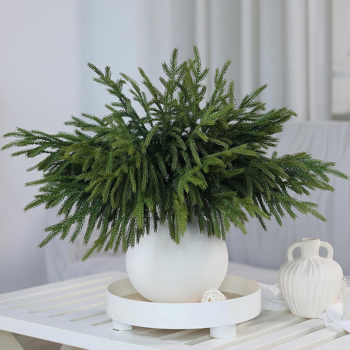 16Pcs 18"Lifelike Touch Artificial Norfolk Pine Branches for Vase Christmas