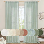 LAMIT Light Sage Linen Sheer Curtains by LAMIT