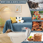 HANDONTIME Navy Blue Sectional Couch Covers, 3 Cushion Couch Chenille Cover - Image 4