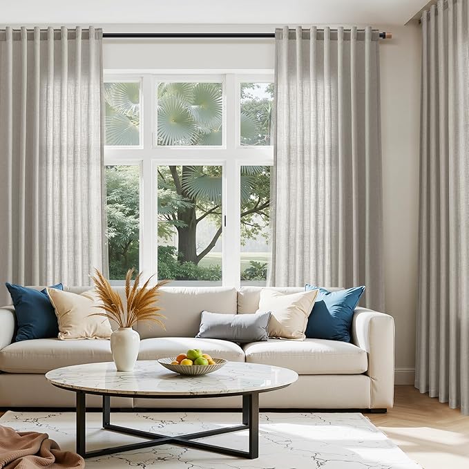Silver Grey Linen Curtains 120 Inch Extra Long - Image 5