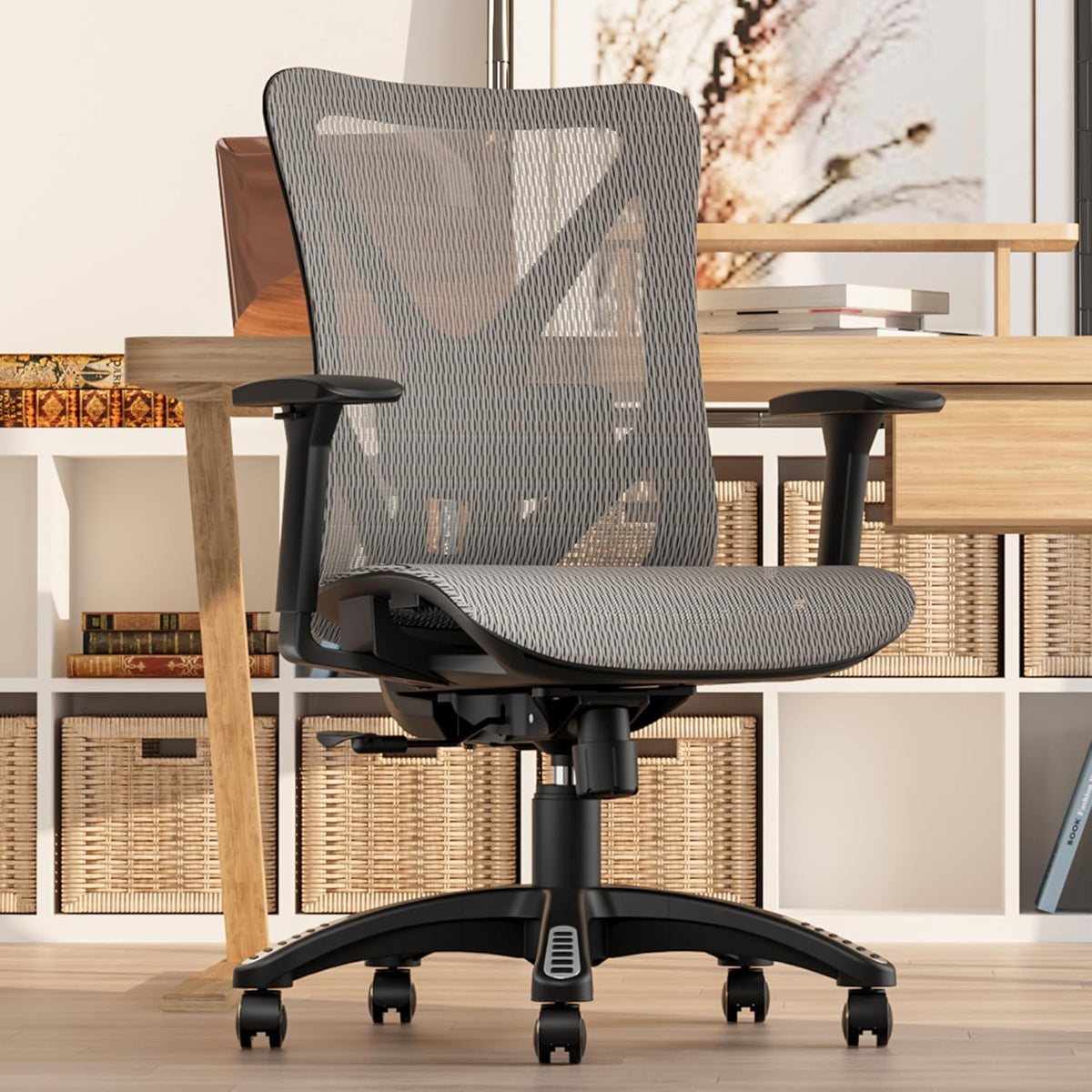 Ergonomic Office Chair, Mesh Computer Desk Chairs with BIFMA X5.1 Certified, Adjustable Lumbar Support, 3D Arm, Tilt Back, Wide Seat, Comfy Swivel Work Task Chair for Company and Home (Dawn Grey)