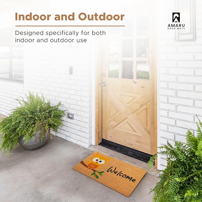 Owl - 17"x29" - Coir Door Mat - Welcome Mats - Image 4