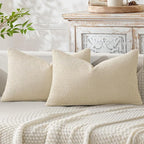 MIULEE Pack of 2 Lumbar Couch Throw Pillow Covers 20x12 Inch Neutral Cream by MIULEE