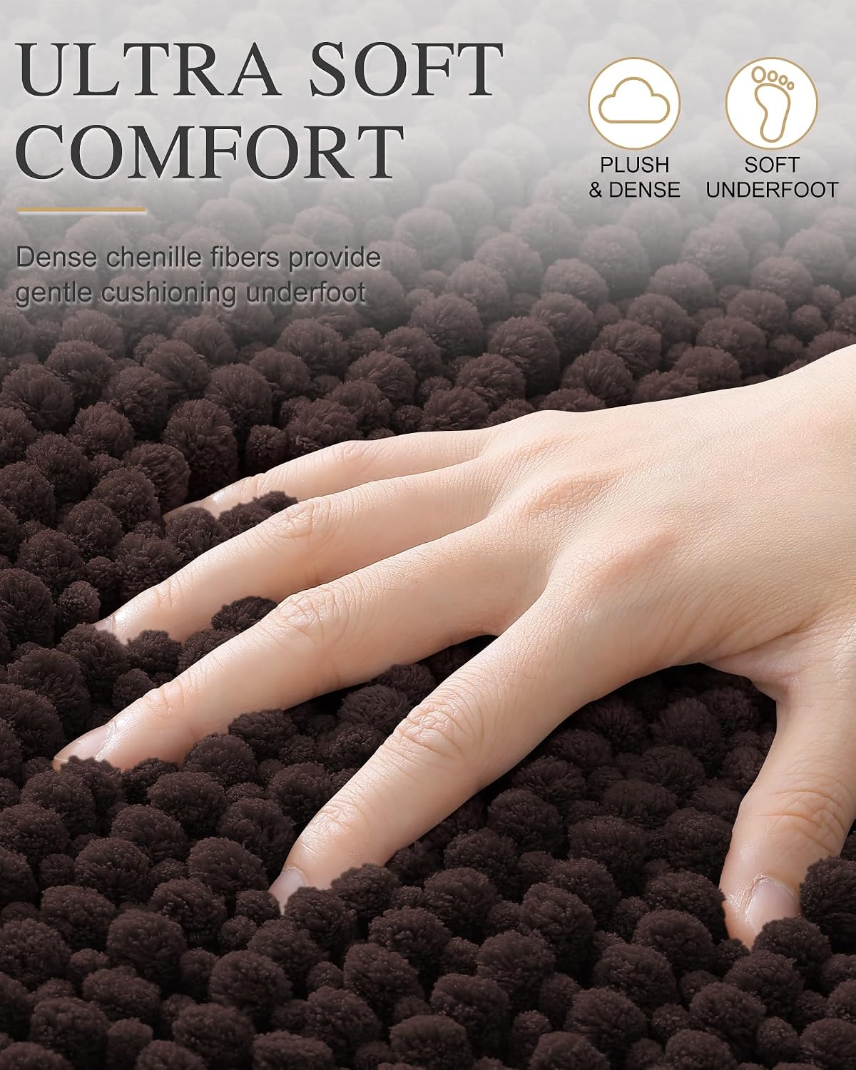 Smiry Thick Bathroom Rugs 30x20, Extra Soft Absorbent Chenille Bath Mat
