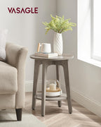 VASAGLE Round Side Table with Lower Shelf, End Table for Small Spaces
