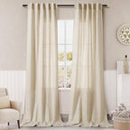 Beige Linen Curtain 96 inches Long by Nanspring