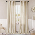 Extra Long Tan Beige Curtains 120 inch Length 2 Panels Set Back Tab Neutral by Nanspring