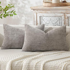 MIULEE Pack of 2 Lumbar Couch Throw Pillow Covers 20x12 Inch Light Gray Modern by MIULEE