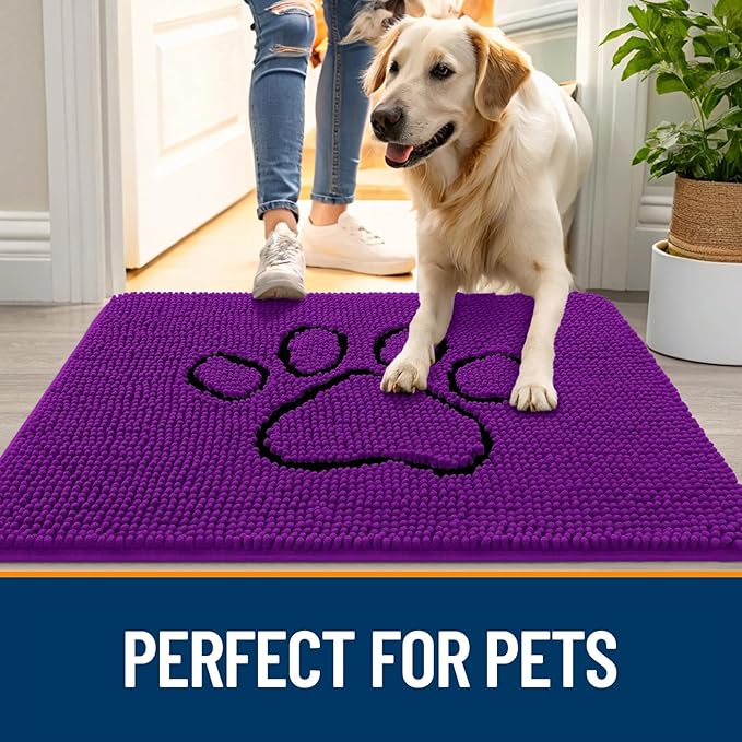 OLANLY Dog Door Mat for Muddy Paws 30x20, Paw Print Design, Absorbs Moisture - Image 6