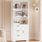 IRONCK 71 in Bookcase with Storage, Industrial Tall Bookshelf with Drawers