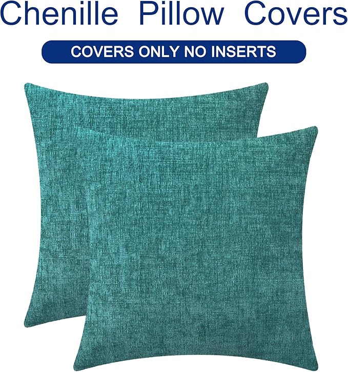 CaliTime Throw Pillow Covers Decorative 24 X 24 Inches Pack of 2 Cozy Chenille - Image 6