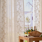 jinchan Evelyn Embroidered Linen Curtains 63 inch Floral Curtains - Image 3