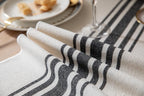 Boho Table Runner for Modern Farmhouse Decor, Dining Table décor 13 x 90 Inch Long, Coffee Table Runner with Handcrafted Tassels, Black and Beige, for Home Bohemian Decoration