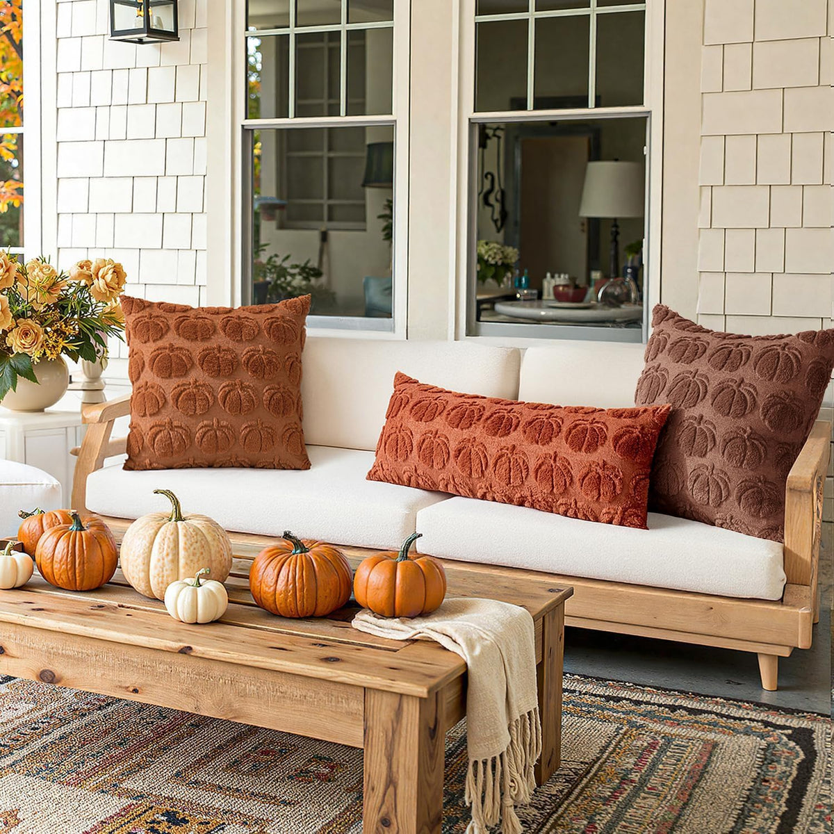 MIULEE Fall Pillow Covers Pumpkin Fall Decor 18x18 Autumn Glaze