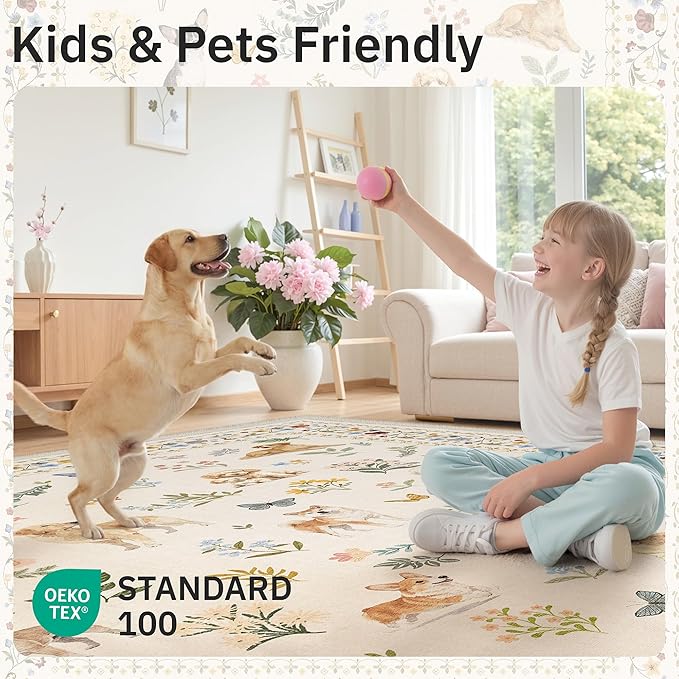 2x3 Dog Rugs for Entryway, Machine Washable Door Mat Animal Floral Small Area - Image 7