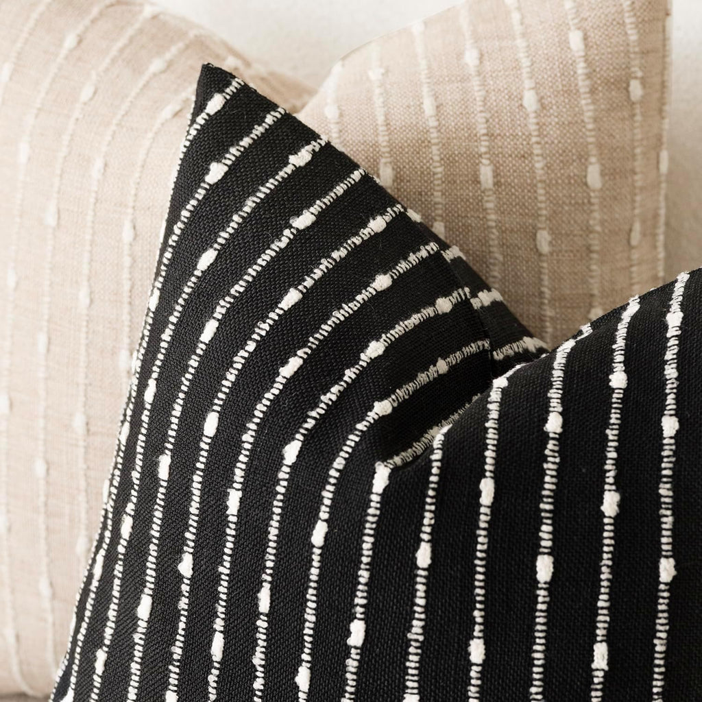 Foindtower Boho Striped Boucle Lumbar Throw Pillow Covers 12x20 Inch Black