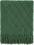 BOURINA Green Throw Blanket 50x60 Inches Throw Textured Solid Soft Sofa Couch by BOURINA